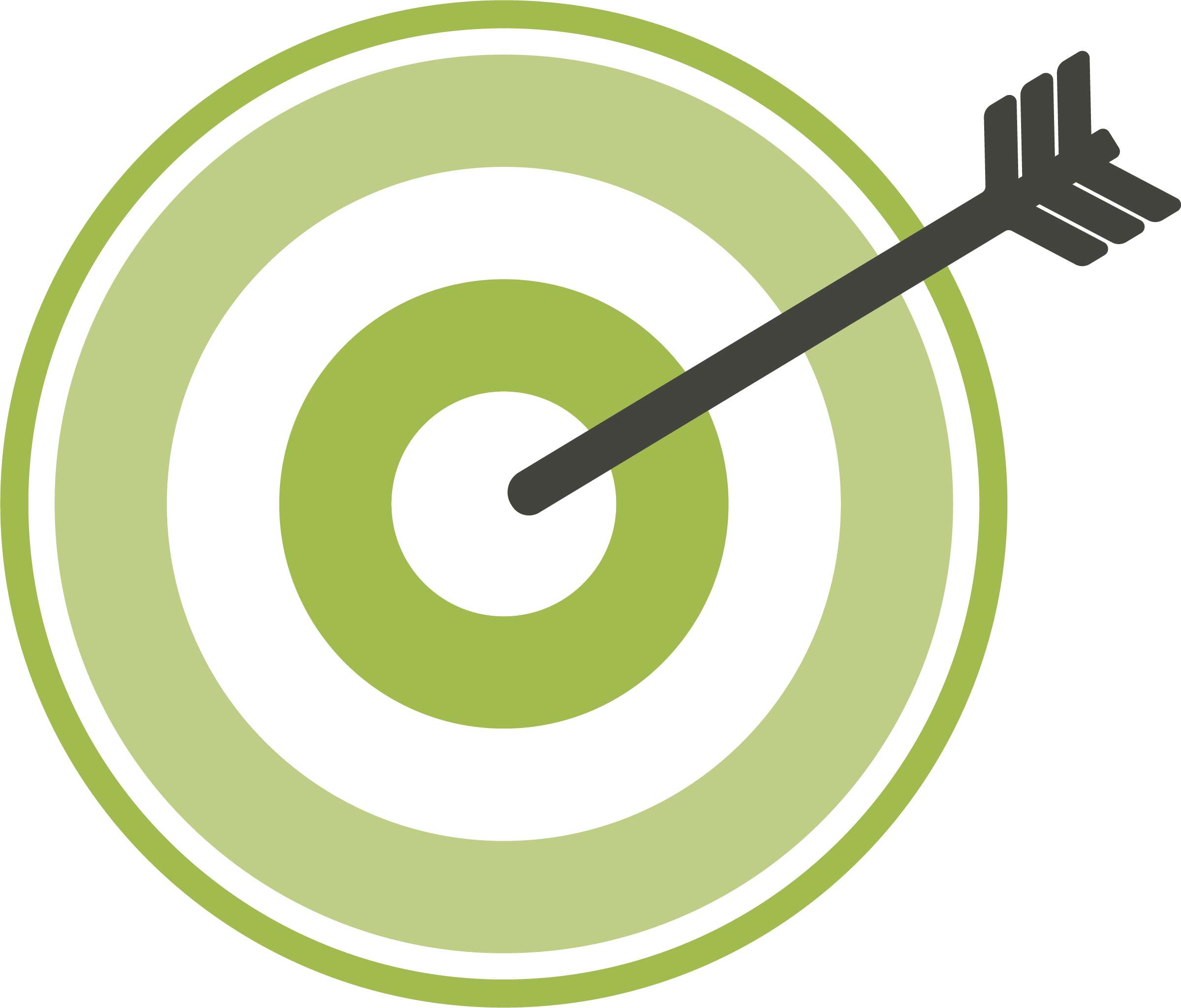 Illustration einer Zielscheibe mit einem Pfeil im Zentrum – Symbol für die Mission von groove2grow.