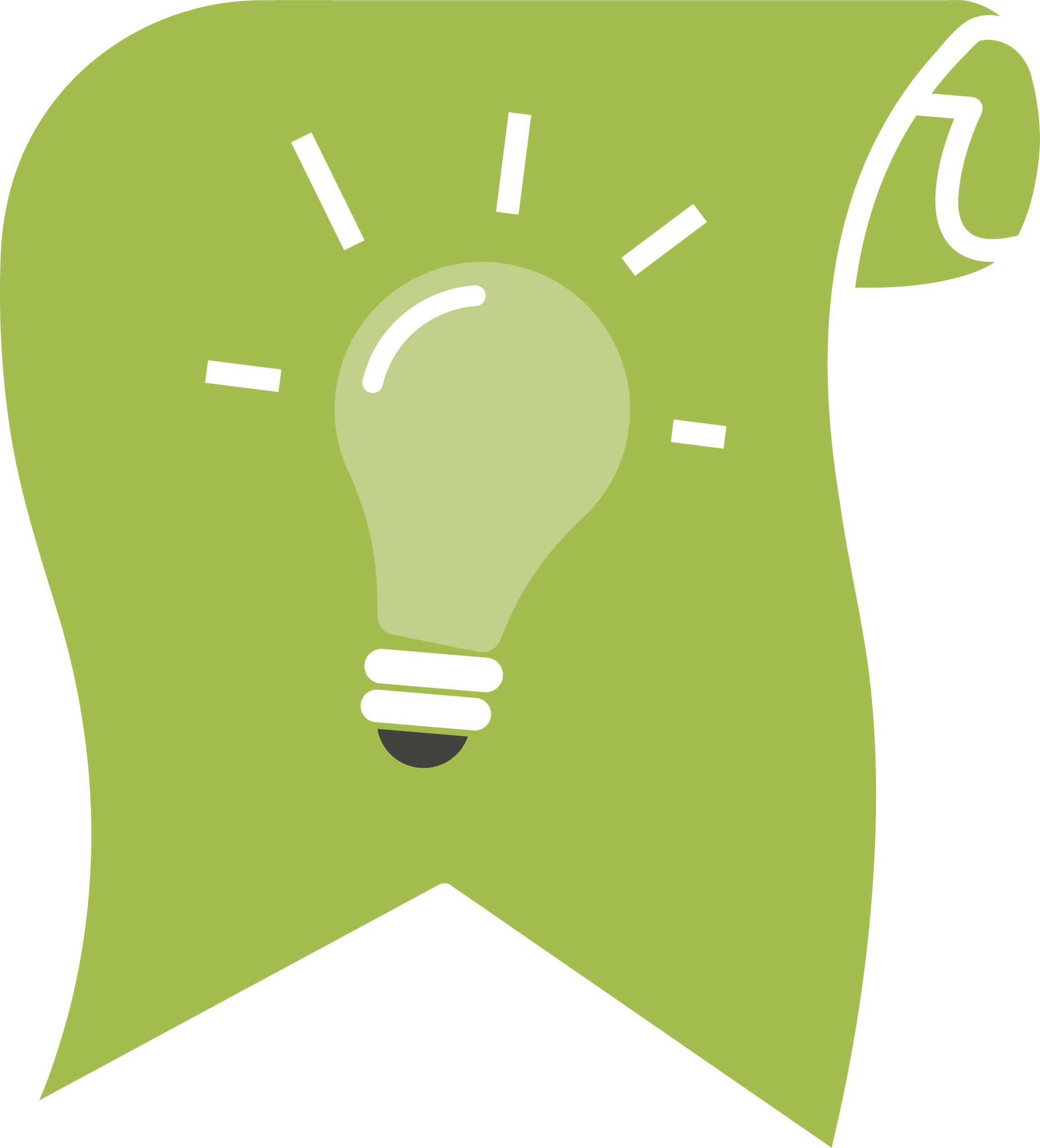 Illustration einer leuchtenden Glühbirne auf einem grünen Banner – Symbol für die Gründungsidee von groove2grow.